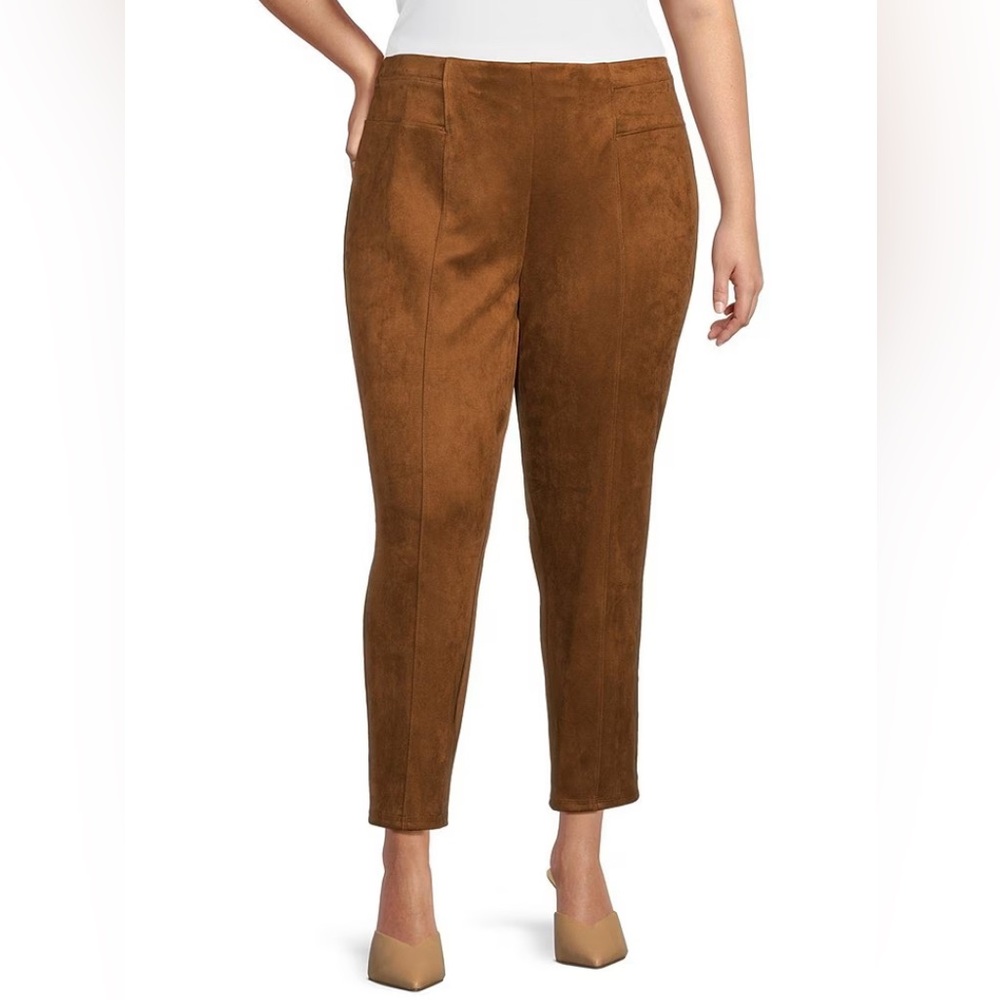 John Mark Plus Size All The Joy Suede Pant In Camel